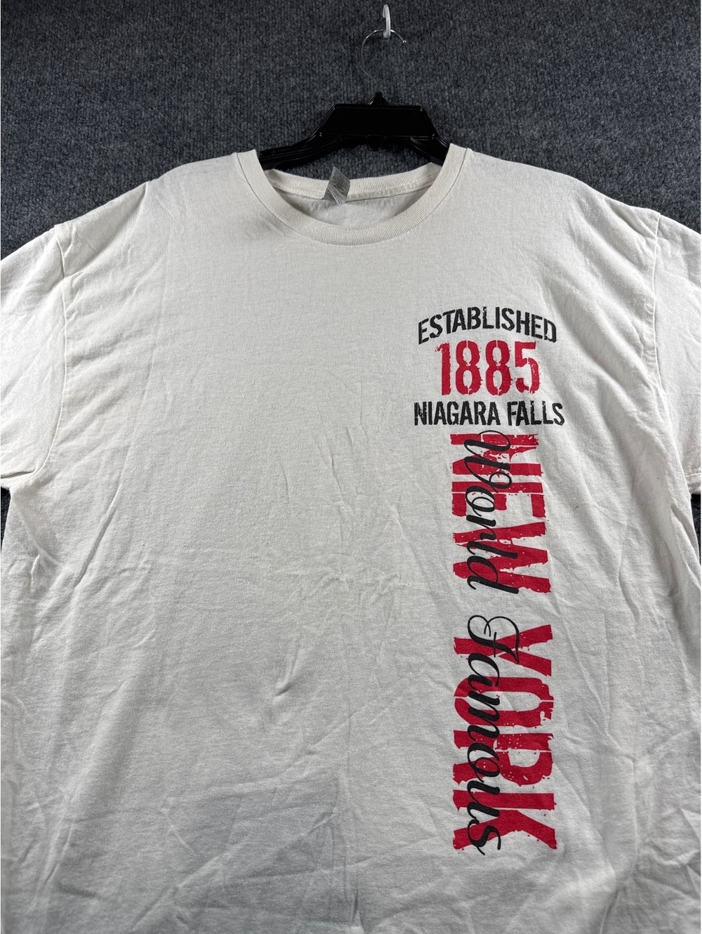 Gildan Mens XL Niagara Falls Canada 1885 White Graphic T Shirt Heavy Cotton